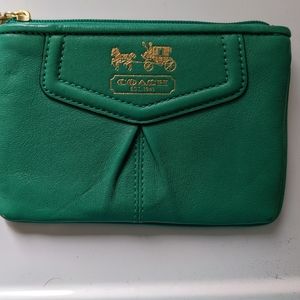 Green Leather Coach Wristlet